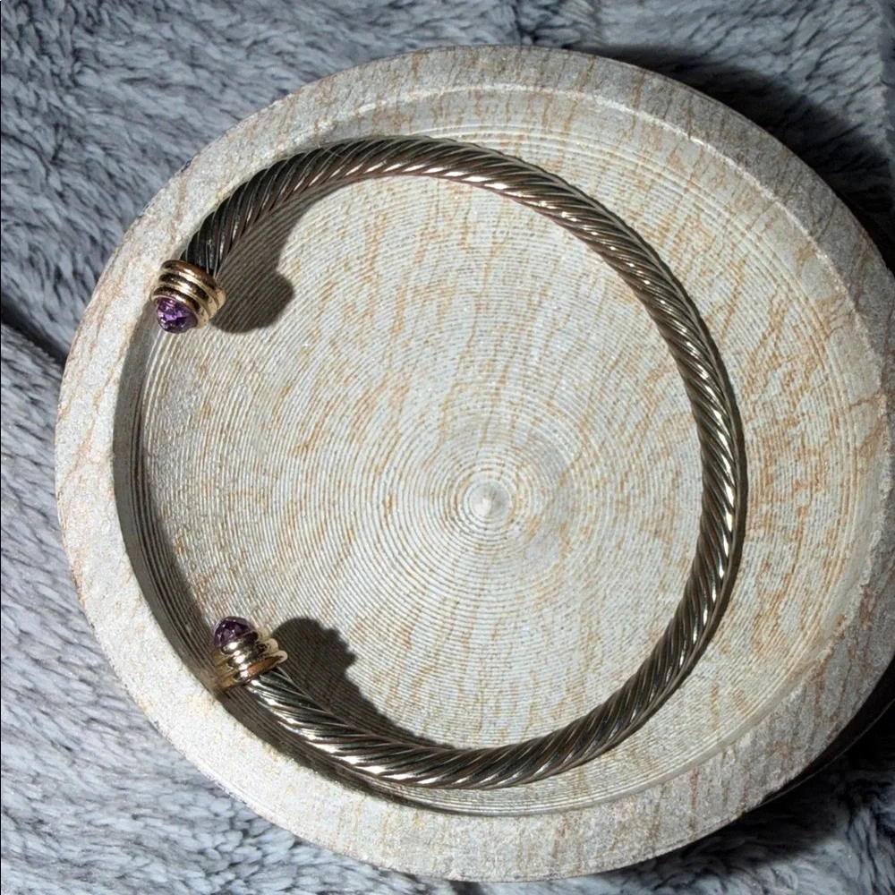 Twisted Cable Cuff Bracelet with Purple Accent - Picture 3 of 6